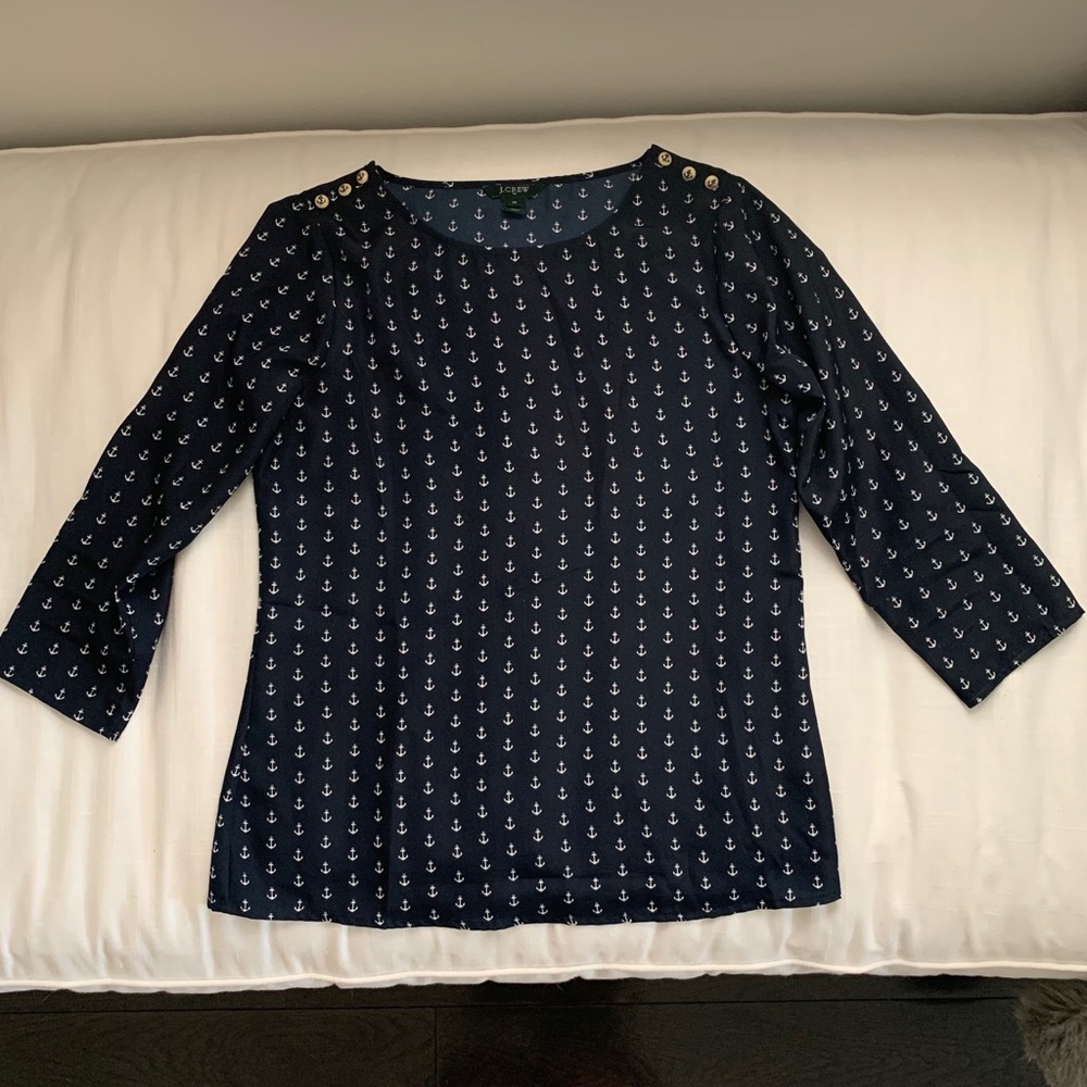 JCrew xs nautical anchor blouse